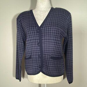 Women's Rena Rowan for Saville Petite Purple Checkered Cardigan Size Small